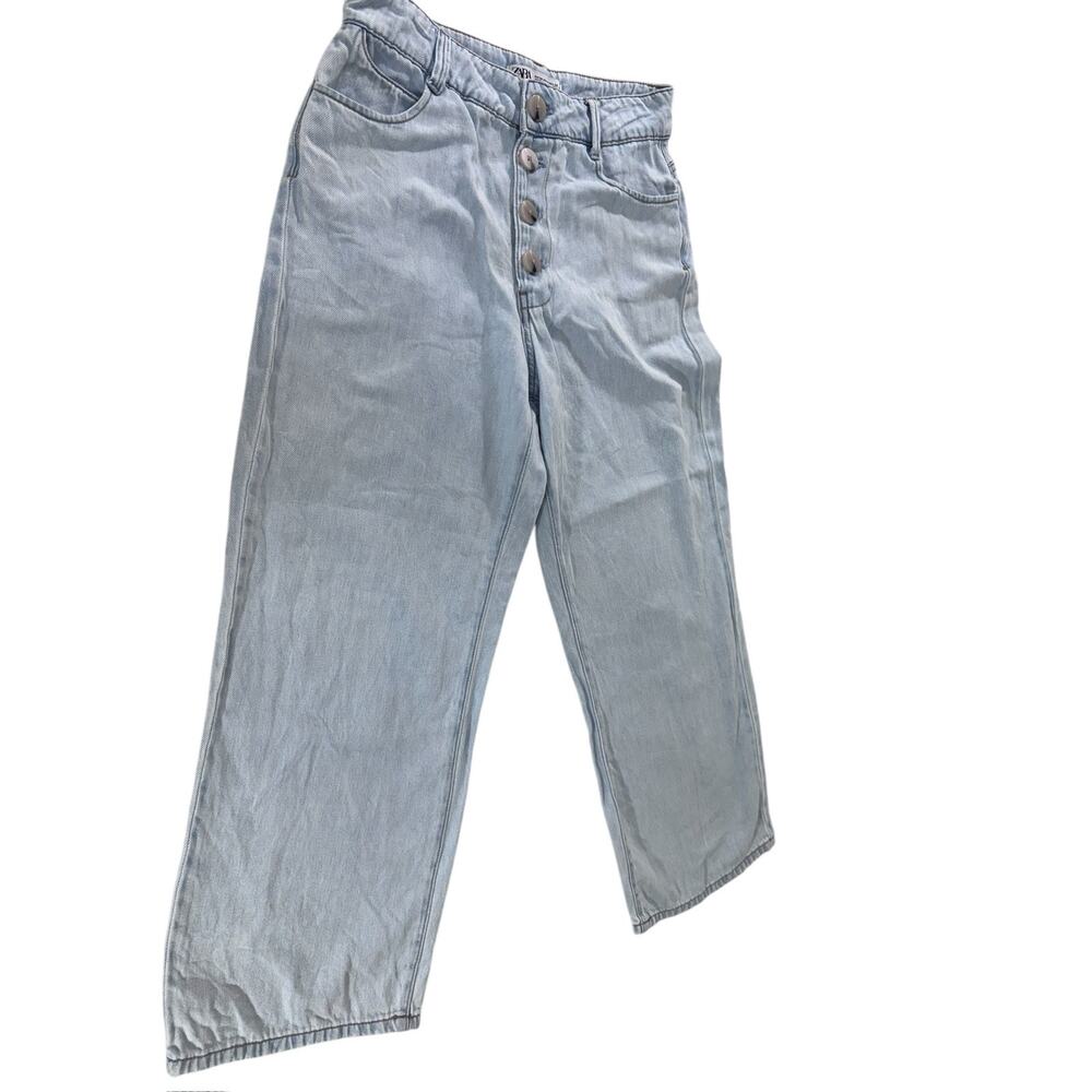 "ZARA" High Rise,Wide Leg,Button‎ Fly Jeans,SZ 6, Short Y2K Retro 90's Hipster